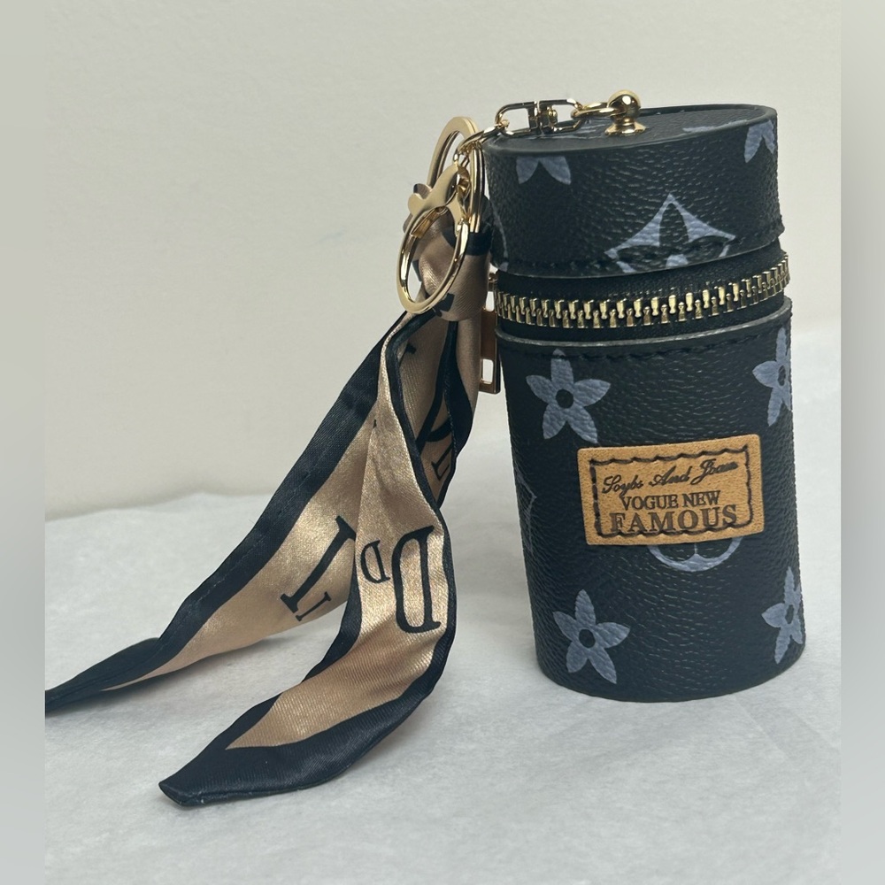 Elegant Designer Print Cylinder Pouch with Scarf - Picture 15 of 15